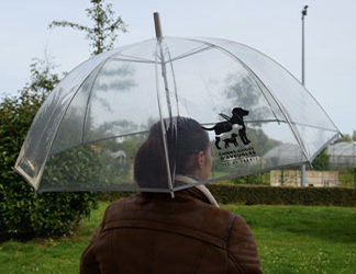 Parapluie loche transparent avec logo de l'association